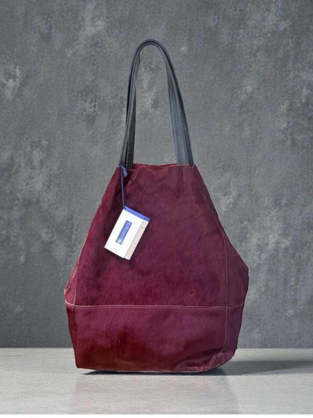Burgundy tote with Black Straps - Unbranded